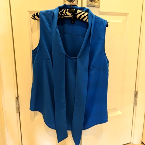 Ann Taylor Tops - Ann Taylor tie neck blouse top blue XS
